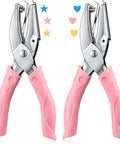 Two Piece Handy Handheld Paper Punch Set With Heart And Star Holes Durable Metal Punches With Soft Grip Handles For DIY Crafts Tags