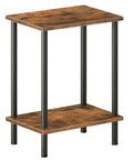 Industrial Style End Table for Small Spaces, Rustic Brown Two-Tier Side Table with Stable Frame, Nightstand or Sofa Table