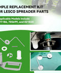 Fertilizer Spreader Agitator Kit For Lesco 80/50lb Push Spreaders DIY Ready Complete Repair Kit With Agitator Washer Bushing E Clip And Actuator For Lesco Landscape Spreader Maintenance components displayed