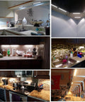 LED Under Cabinet Lighting Kit With Dimmable Strip Lights Plug In For Kitchen Cabinets Countertops Closets And Bedroom 24W 8 Bar Kit 6000K Cool White In Line Dimmer Switch Easy Mounting installed in various kitchens and closets.