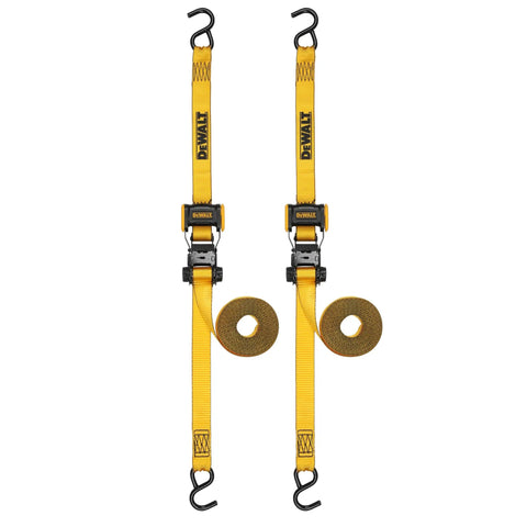 1.25-Inch By 12-Foot Ratchet Tie Down Straps 2 Pack, Light Weight Cargo Hauling, 1800 LB Break Strength, yellow straps