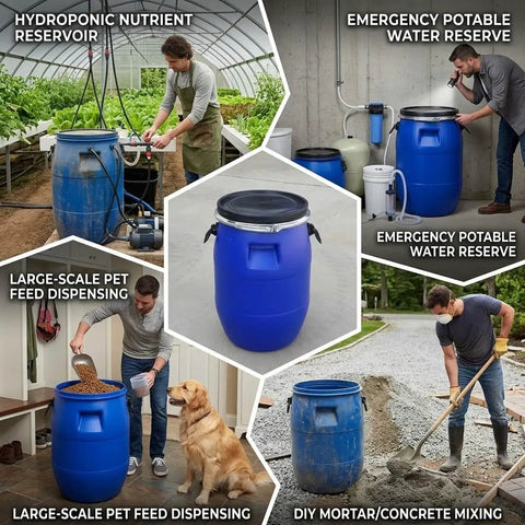 125L Rain Barrel Alternative Blue Open Top Storage Keg With Lid For Water Storage And Fermentation used for multiple purposes.