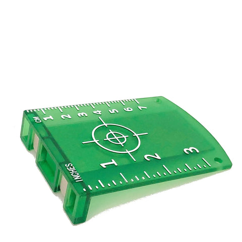 Two Pack Magnetic Floor Laser Target Cards For Green Beam Laser Level, compact green plastic target card with inch and cm scale
