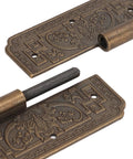 Antique Brass Hinge For Cabinets And Furniture Vintage Engraved Pattern Butt Hinges Rustic Kitchen Cupboard Hardware