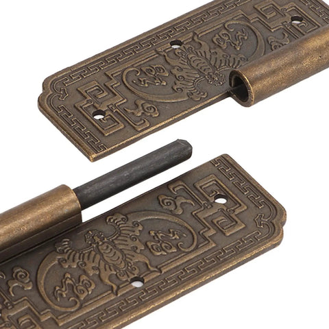 Antique Brass Hinge For Cabinets And Furniture Vintage Engraved Pattern Butt Hinges Rustic Kitchen Cupboard Hardware