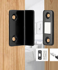 Ultra Slim L Shaped Cabinet Magnetic Catch Heavy Duty Adhesive Door Latch For Tight Corners And Slick Sliding Panels Easy Install For Closets Wardrobes And Drawers Black