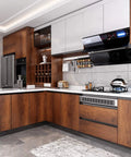 Contemporary kitchen with Brown Wood Grain Vinyl Wrap Peel And Stick Contact Paper For Cabinets And Furniture Waterproof Self Adhesive 15.8 By 78.8 Inch Removable Wood Look For Desks Tables Countertops DIY Renovation on cabinets.