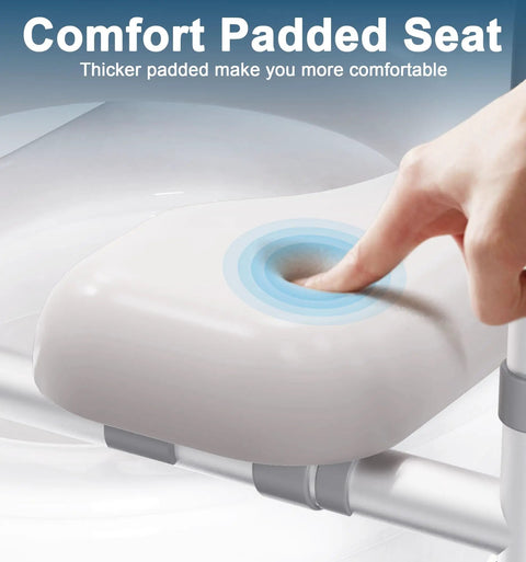 Heavy Duty Aluminum Raised Toilet Seat Riser For Seniors Featuring Dual Crossbar Handles Solid As Rock Four Leg Base Supports Up To 400 Pounds Hassle Free Bathroom Mobility Support Tool