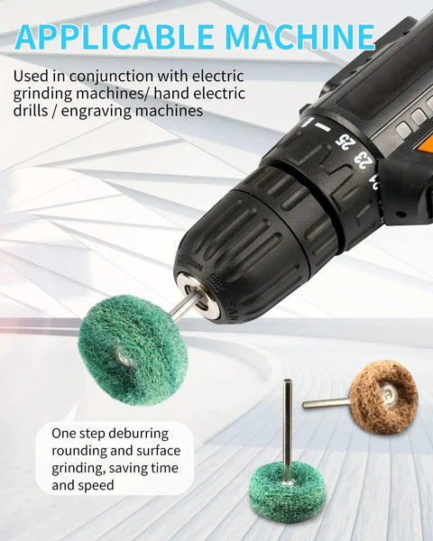 50 Piece Pro Grade Abrasive Buffing Wheel Set For Rotary Tools With One Eighth Inch Shank 25mm Polishing Wheels