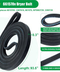 Upgraded Whirlpool Dryer Repair Kit With Hella Durable 4392067 Parts And Wpw10314173 Drum Rollers Rock Solid Polymer Construction For Smooth Daily Operation, 661570v dryer belt, 93.5" long, wear-resistant rubber