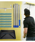 Premium 18 Inch Microfiber Paint Roller Kit Featuring An Adjustable Extension Pole For Flawless Wall And Ceiling Application A Slick Non Shedding Design To Knock Out Your Project In Record Time, includes rollers and tray.