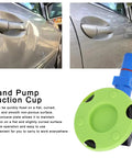 Heavy Duty 3 Inch Vacuum Suction Cup Dent Puller With Rubber Hand Pump For Quick Auto Body Repair shown on a curved car panel.