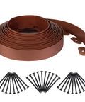 Brown Durable Plastic Landscape Edging Kit No Fuss Easy Install 2 Inch Tall 33 Ft Border With 30 Spikes for Garden Use