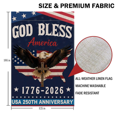 USA 250th Anniversary Garden Flag Yard Sign Double Sided Waterproof 12x18 Inch Outdoor Patriotic Banner with eagle design.