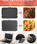 Double-sided non-stick grill plate for Cattleman 1600W Panini Press Grill and Sandwich Maker, removable for easy cleaning.