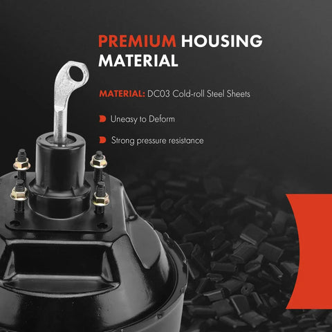 Heavy Duty Vacuum Brake Booster For Ford Bronco F100 F150 F250 Pickup 1980 1983 showing premium DC03 cold-roll steel housing and design.