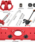 35mm Hinge Hole Jig Drill Guide Set with 35mm bit, depth stop, clamps, and accessories for face frame cabinets