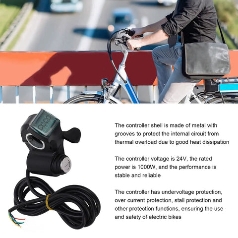 Electric Bike Speed Controller And Throttle 24V 1000W Brush Motor Controller With Thumb Throttle Set For E Bike Scooter Accessories Includes Undervoltage Overcurrent And Stall Protection