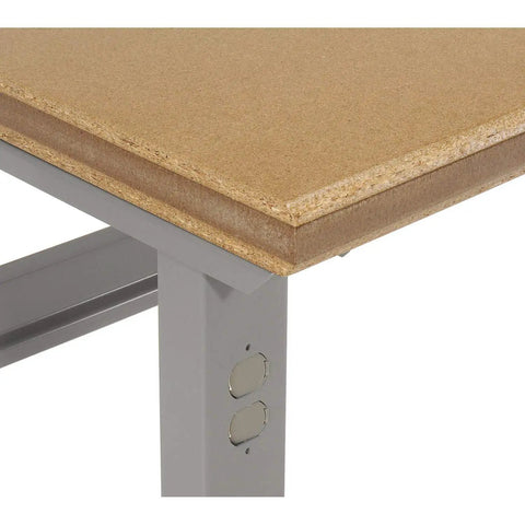 Heavy Duty Adjustable Height Workbench Featuring A Buttery Smooth Steel Top And Rock Solid C Channel Frame 96 By 36 Inches Pro Grade Shop Station Built Tough For Garage Projects And Serious DIY Builds