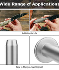 Collage showing Nickel Silver Knife Handle Rivet Pins 5/16 Inch Head 5/8 Inch Shaft Set Of 15 for DIY knife making and knife handle detail.