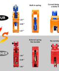 Comparison of Heavy Duty 55 Gallon Drum Lift Chain Hoist For Steel And Plastic Drums with built-in spring and curved design. 