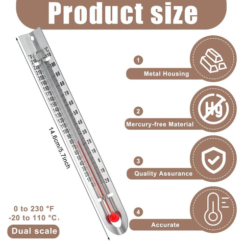 24 Pcs V Shaped Dual Scale Mercury Free Lab Thermometers For Classrooms And Home Science Kits with metal housing shown