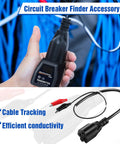 Hand holding Handy Pro Grade Circuit Breaker Finder Accessory Kit with cable adapter, showcasing efficient conductivity.