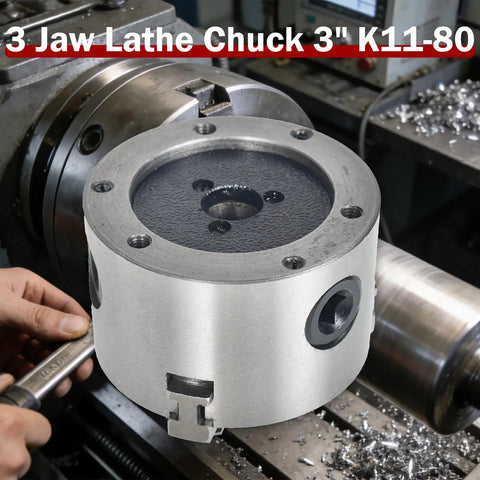 Self Centering 3 Jaw Lathe Chuck 3 Inch Manual Chuck 80mm Size With 2 Jaw Set K11 80 High Torque 40 Nm Max 4000 RPM in use