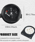 Two Inch 12V Fuel Gauge Kit With Nut And Bracket 240 to 33 Ohm Boat Gauge with mounting accessory, size details