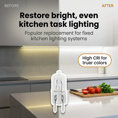 10 Pack G8 20W 120V Halogen Light Bulbs T4 Bi Pin Base One And A Quarter Inch Length Soft White Under Cabinet Puck Lighting Replacement