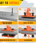 Installation process of Upgrade 2 Pack Three Eighths Inch Tractor Bucket Grab Hook Grade 70, showing step-by-step bolt-on mounting.