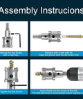 Assembly instructions for Pro Grade TCT Hole Saw Two Pack Half Inch Tungsten Carbide Tipped Cutters with a focus on pilot bit replacement.