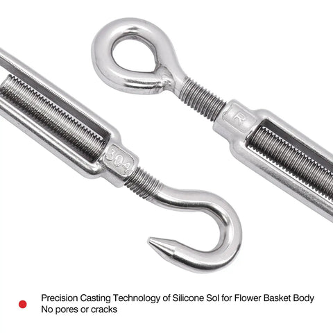 Top Shelf 304 Stainless Steel Hook And Eye Turnbuckle Kit For Wire Rope Tensioning Heavy Duty M10 Rigging Hardware Tough As Nails Adjustable Cable Straps