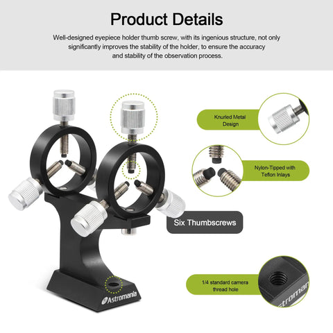 Adjustable Aluminum Alloy Laser Finder Scope Mounting Bracket With One Quarter Inch Thread And 30mm Inside Diameter, Pair