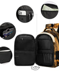 Dope Golden Hour Lion Printed Unisex Backpack with large capacity, open view showing compartments for school travel everyday use