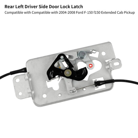 Rear Left Driver Side Door Lock Actuator Latch Assembly With Cable For 2004 To 2008 Ford F150 Extended Cab Pickup Truck close-up view.