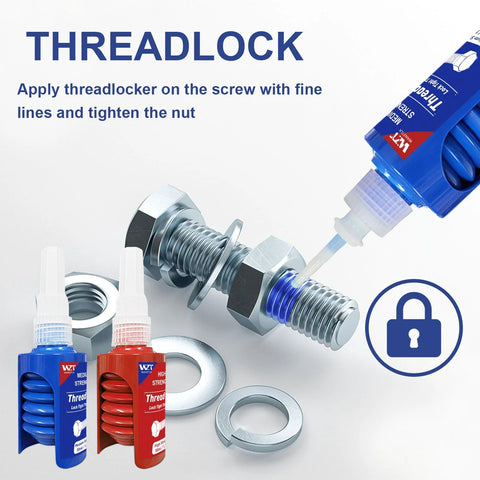 WAN2TLK thread lock blue and red; two 50 ml bottles for nuts and bolts and fasteners.