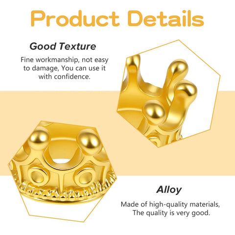 Close-up of gold crown charm details for DIY jewelry, part of 60 Pcs Crown Charms Set In Gold And Silver For DIY Jewelry Making Crafts