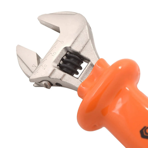 8 Inch Heavy Duty Insulated Electrician Adjustable Wrench With Cushioned Grip Nickel Plated Surface Anti Rust Finish
