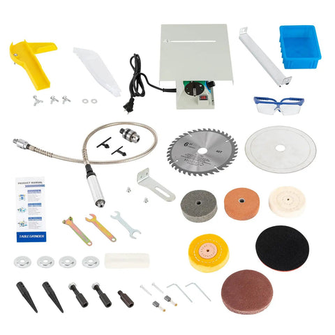 5 In 1 Mini Lapidary Saw And Polishing Kit With 750W Gem Jewelry Grinder accessories layout
