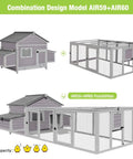 Outdoor Wooden Chicken Coop With Large Nesting Box, Expandable Run; combo design model AIR59+AIR60 for backyard use.