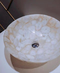 Absolutely Gorgeous White Quartz Vessel Sink With A Super Sleek Polished Glaze For Modern Counter Top Bathroom Vanities, 24 inch round basin.