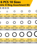 All In One Plumbing Repair Kit With 1075 Pieces And 37 Sizes, detailed O-rings assortment sizes shown.
