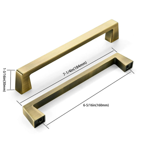 10 Pack 6.3 Inch Center To Center Brushed Antique Brass Kitchen Cabinet Handles 160mm Cabinet Pulls
