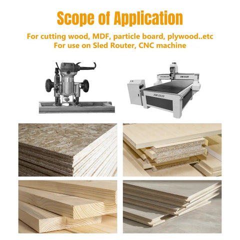 Heavy Hitter Two Inch Slab Flattening Router Bit With Quarter Inch Shank And Sharp Carbide Tips Cutting Straight Through Slabs For Smooth Flat Finishes And Knockout Professional Woodworking Quality, used on CNC and Sled Router with wood materials.