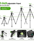 Self Leveling Laser Level With Tripod 60 Inch 360 Degree Green Horizontal Line And 140 Degree Vertical Line Two Plumb Dots Green Beam Laser Level For Construction And Home Use shown with adjustable tripod heights from 20 to 60 inches.