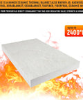Kaowool ceramic fiber insulation blanket, white, 2 in thick, 15 x 24 in, 2400°F rated for furnaces