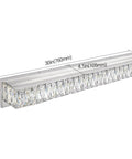 Modern Over Mirror Bathroom Light Fixture 30 Inch LED Vanity Bar Crystal Chrome Dope White Daylight 6000K Energy Efficient Easy Install Luxury Bath Lighting With Crystal Glass Diffusers, side view with dimensions.