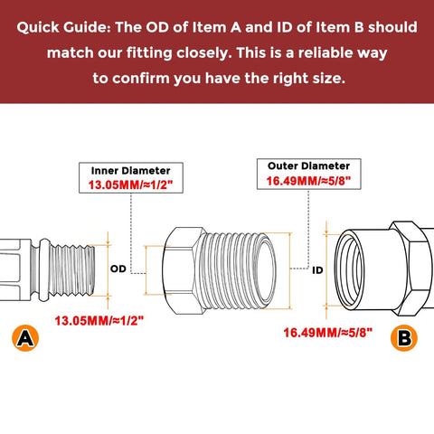 Brass hex bushing reducer exploded side view: 3/8 NPT male to 1/4 NPT female hose fitting adapter.