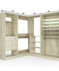Hella Durable 97 Inch Modular Closet System With Four Hang Rods And Storage Bench 2500 Pound Heavy Duty White Oak dimensions 80x36x25 inches.